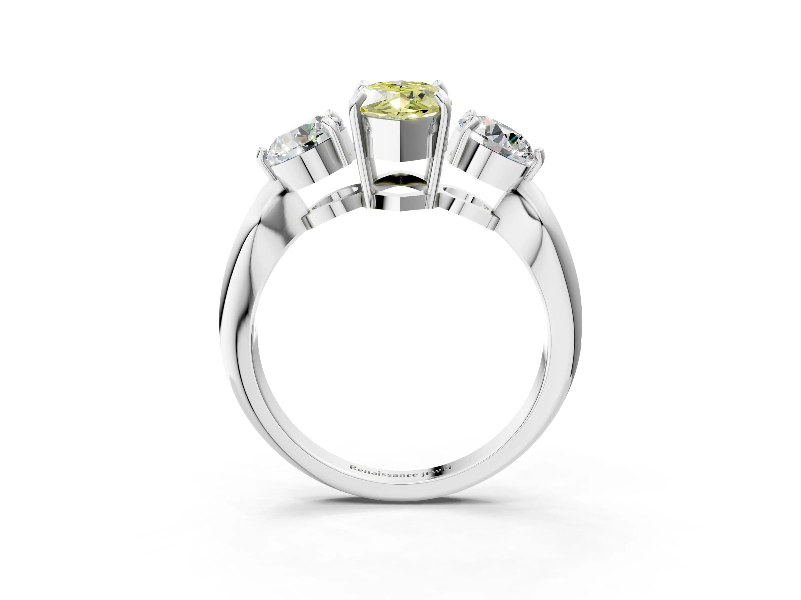 White gold Three-Stone Fancy Yellow Marquise Cut Diamond Channel Set Engagement Ring with Prong Setting_39