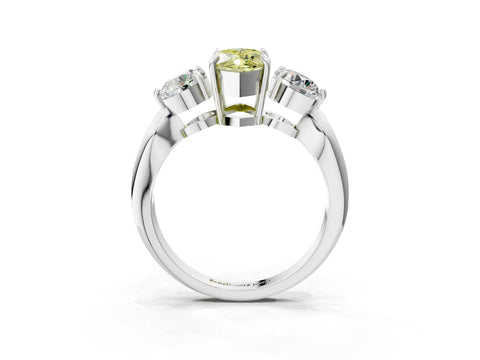 White gold Three-Stone Fancy Yellow Marquise Cut Diamond Channel Set Engagement Ring with Prong Setting_3
