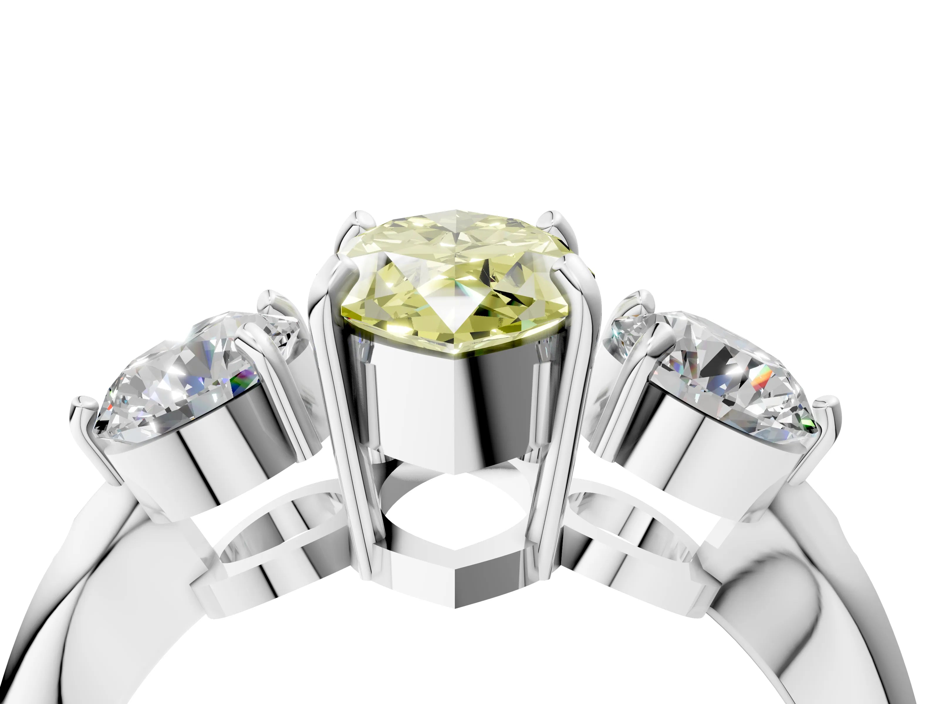White gold Three-Stone Fancy Yellow Marquise Cut Diamond Channel Set Engagement Ring with Prong Setting_40