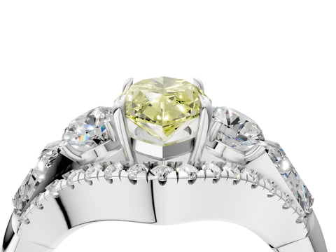 White gold Three-Stone Fancy Yellow Marquise Cut Diamond Engagement Ring with Pave Band and Prong Setting_16