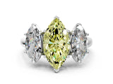 White gold Three-Stone Fancy Yellow Marquise Cut Diamond Engagement Ring with Prong Setting_15