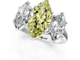 White gold Three-Stone Fancy Yellow Marquise Cut Diamond Engagement Ring with Prong Setting_16
