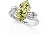 White gold Three-Stone Fancy Yellow Marquise  Cut Diamond Pavé Band with Four-Prong Setting_10