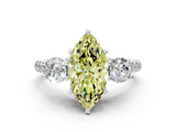 White gold Three-Stone Fancy Yellow Marquise  Cut Diamond Pavé Band with Four-Prong Setting_21