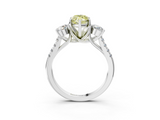 White gold Three-Stone Fancy Yellow Marquise  Cut Diamond Pavé Band with Four-Prong Setting_3