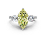 White gold Three-Stone Fancy Yellow Marquise  Cut Diamond Pavé Band with Four-Prong Setting_9