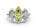 White gold Three-Stone Fancy Yellow Marquise  Cut Diamond Ring with Channel-Set Band and Four-Prong Setting_16