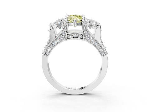 White gold Three-Stone Fancy Yellow Marquise  Cut Diamond Ring with Channel-Set Band and Four-Prong Setting_20