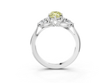 White gold Three-Stone Fancy Yellow Marquise  Cut Diamond Ring with Pear Side Stones in Four-Prong Setting_3