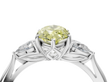 White gold Three-Stone Fancy Yellow Marquise  Cut Diamond Ring with Pear Side Stones in Four-Prong Setting_4