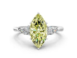 White gold Three-Stone Fancy Yellow Marquise Cut Diamond Ring with Pear  Side Stones in Four-Prong Setting_48