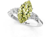 White gold Three-Stone Fancy Yellow Marquise Cut Diamond Ring with Pear  Side Stones in Four-Prong Setting_49