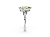 White gold Three-Stone Fancy Yellow Marquise Cut Diamond Ring with Round  Pavé Band and Prong Setting_131