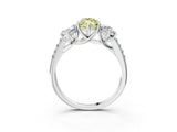 White gold Three-Stone Fancy Yellow Marquise Cut Diamond Ring with Round  Pavé Band and Prong Setting_132