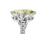 White gold Three-Stone Fancy Yellow Marquise Cut Diamond Ring with Round  Pavé Band and Prong Setting_134