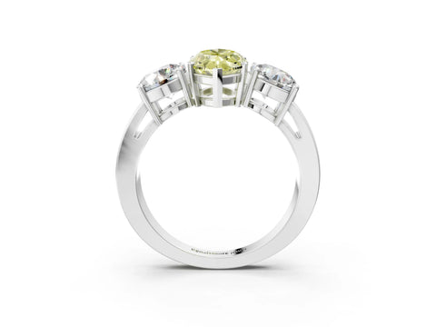White gold Three-Stone Fancy Yellow Marquise Cut Diamond Ring with Round Side Stones, Classic Band, and Four-Prong Setting_39