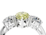 White gold Three-Stone Fancy Yellow Marquise Cut Diamond Ring with Round Side Stones, Classic Band, and Four-Prong Setting_40