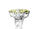 White gold Three-Stone Fancy Yellow Marquise Cut Diamond Ring with Round Side Stones, Classic Band, and Four-Prong Setting_41