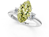 White gold Three-Stone Fancy Yellow Marquise  Cut Diamond Solitaire with Prong Setting and Classic Band_1