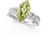 White gold Three-Stone Fancy Yellow Marquise  Cut Diamond Twist Band with Prong Setting_1