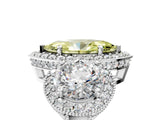 White gold Three-Stone Fancy Yellow Marquise Cut Halo Diamond Milgrain Band with Four-Prong Setting_5