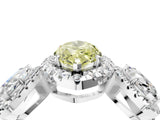 White gold Three-Stone Fancy Yellow Marquise Cut Halo Diamond Ring with Pave Band and Four-Prong Setting_4