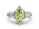 White gold Three-Stone Fancy Yellow Marquise  Cut Solitaire Ring with Prong Setting_3