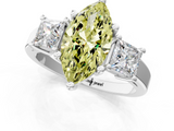 White gold Three-Stone Fancy Yellow Marquise  Cut Solitaire Ring with Prong Setting_4
