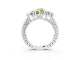 White gold Three-Stone Fancy Yellow Marquise  Diamond Milgrain Pave Band with Prong Setting 4