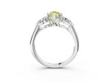 White gold Three-Stone Fancy Yellow Marquise  Diamond Ring with Pear Side Stones in Four-Prong Setting_3