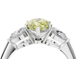 White gold Three-Stone Fancy Yellow Marquise  Diamond Ring with Pear Side Stones in Four-Prong Setting_4