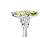 White gold Three-Stone Fancy Yellow Marquise  Diamond Ring with Pear Side Stones in Four-Prong Setting_5