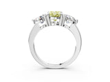 White gold Three-Stone Fancy Yellow Oval  Brilliant Cut Solitaire Ring with Prong Setting on a Classic Band 3