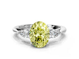 White gold Three-Stone Fancy Yellow Oval Cut Brilliant Diamond Solitaire Ring with Tapered Band and Four-Prong Setting_31
