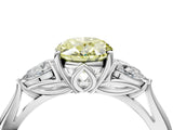 White gold Three-Stone Fancy Yellow Oval Cut Brilliant Diamond Solitaire Ring with Tapered Band and Four-Prong Setting_35