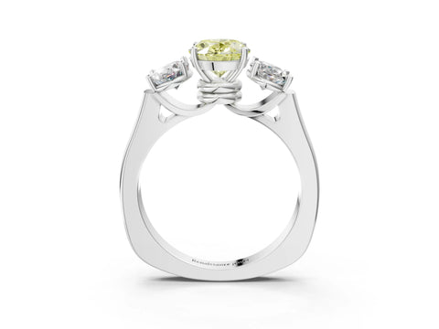 White gold Three-Stone Fancy Yellow Oval Cut Brilliant Diamond Trellis Ring with Comfort Fit Band_15