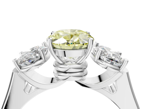 White gold Three-Stone Fancy Yellow Oval Cut Brilliant Diamond Trellis Ring with Comfort Fit Band_16