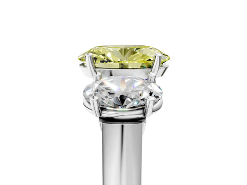 White gold Three-Stone Fancy Yellow Oval Cut Brilliant Diamond Trellis Ring with Comfort Fit Band_17