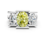 White gold Three Stone Fancy Yellow Oval Cut Cut Channel Set Diamond Ring_36