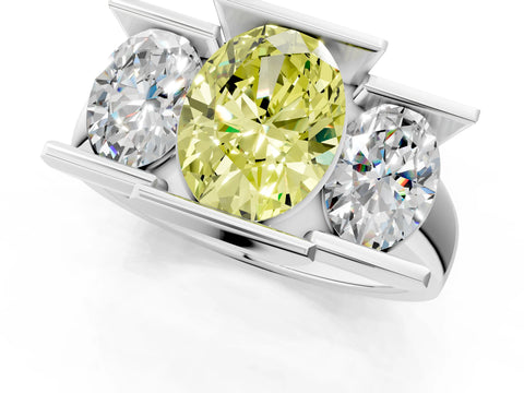 White gold Three Stone Fancy Yellow Oval Cut Cut Channel Set Diamond Ring_37
