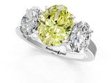 White gold Three-Stone Fancy Yellow Oval Cut Cut Diamond Engagement Ring with Flat Band and Four-Prong Setting_13