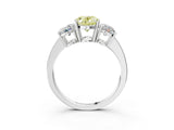 White gold Three-Stone Fancy Yellow Oval Cut Cut Diamond Engagement Ring with Flat Band and Four-Prong Setting_15