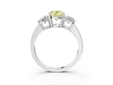 White gold Three-Stone Fancy Yellow Oval Cut Cut Diamond Engagement Ring with Flat Band and Four-Prong Setting_15