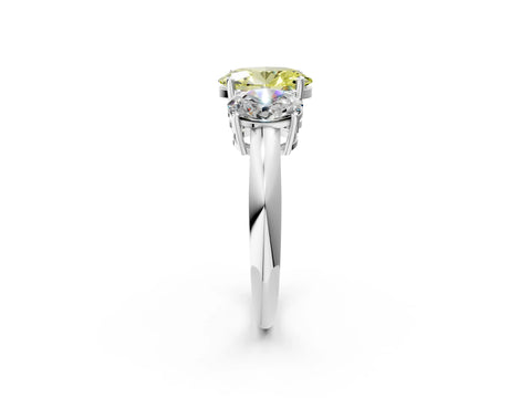 White gold Three-Stone Fancy Yellow Oval Cut Cut Diamond Engagement Ring with Prong Setting on a White Gold Band_14