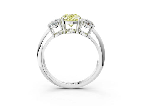 White gold Three-Stone Fancy Yellow Oval Cut Cut Diamond Engagement Ring with Prong Setting on a White Gold Band_15