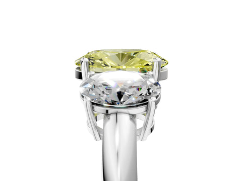 White gold Three-Stone Fancy Yellow Oval Cut Cut Diamond Engagement Ring with Prong Setting on a White Gold Band_17
