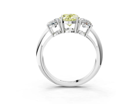 White gold Three-Stone Fancy Yellow Oval Cut Cut Diamond Engagement Ring with Prong Setting on a White Gold Band_27