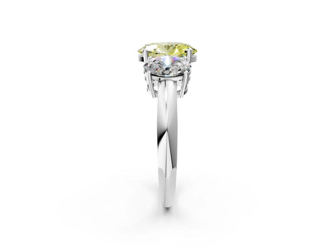 White gold Three-Stone Fancy Yellow Oval Cut Cut Diamond Engagement Ring with Prong Setting on a White Gold Band_50