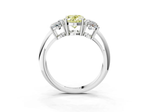 White gold Three-Stone Fancy Yellow Oval Cut Cut Diamond Engagement Ring with Prong Setting on a White Gold Band_51