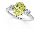 White gold Three-Stone Fancy Yellow Oval Cut Cut Diamond Pavé Band with Prong Setting_49